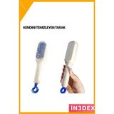 İn3dex Kendini Temizleyen Saç Tarağı 22 cm Silikon Dişli Anti-Statik - Ahşap - Sarı