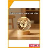 İn3dex LED Işıklı Cam Küre Dekoratif Gece Lambası Yonca Figürlü - 00 Beyaz - Standart
