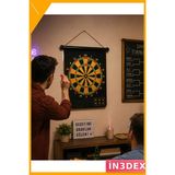 İn3dex Manyetik Dart Seti Katlanabilir Tahta 6 Ok Hediyeli Güvenli Hedef Oyunu - Ahşap - Bej - Siyah - 0 - 1 Yaş