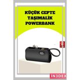İn3dex Mini 2000MAH Powerbank Dahili Type-C Konektör Pd 20W LED Göstergeli - Ahşap - Bej - Siyah