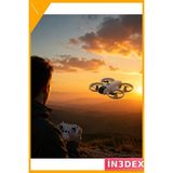 İn3dex Mini Drone Kameralı Çift Bataryalı LED Işıklı Akıllı Uçuş Sistemi - Ahşap - Bej - Siyah