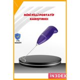 İn3dex Pilli Portatif Mini Mikser Kahve Süt Çırpıcı 2 Aa Pil - 1BW-Beyaz