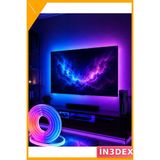 İn3dex Rgb Neon LED Şerit Işık 5m USB Uzaktan Kumanda Müzik Modlu IP67 - 00 Beyaz - Standart
