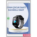 İn3dex S10 Siyah Akıllı Çocuk Saati Anlık Konum Takibi ve Rota Geçmişi - Altın - Siyah - 35 - 48 mm - Standart