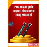 İn3dex Saç Kesme Makinesi 10W Paslanmaz Çelik Metal Gövde Ipx5 - Altın - Yeşil - 35 - 48 mm - Standart
