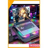 İn3dex Sessiz Çift Fanlı Laptop Soğutucu Stand Rgb Aydınlatmalı - Ahşap - Bej - Siyah