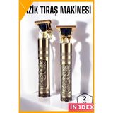 İn3dex Sessiz Fırçasız Motorlu Saç Sakal Tıraş Makinesi 120 Dakika Kablosuz - Altın - Siyah - 35 - 48 mm - Standart