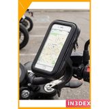 İn3dex Su Geçirmez Motosiklet Telefon Tutucu Dokunmatik Ekranlı Bisiklet Gidon Standı - Ahşap - Bej - Siyah
