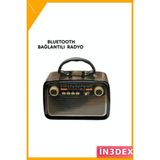 İn3dex Taşınabilir Bluetooth Hoparlör Fm Am Radyo 20X15X10 cm - Ahşap - Bej - Siyah