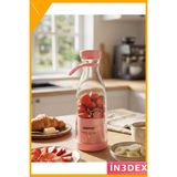 İn3dex Taşınabilir Kablosuz Blender 750ML Smoothie Milkshake Tek Tuş - Ahşap - Siyah