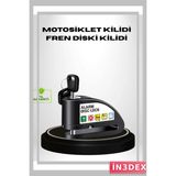 İn3dex Titreşim Sensörlü Alarmlı Motosiklet Disk Kilidi 14MM Çelik Çift Kilitleme - Standart