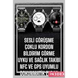 İn3dex Titreşimli Pusula Nabız Tansiyon Ölçer Nfc Uyumlu Akıllı Saat - Altın - Siyah - 35 - 48 mm - Standart