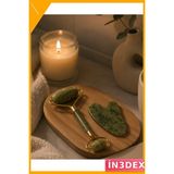 İn3dex Yüz Masaj Aleti Seti Yeşim Taşı Gua Sha ve Roller - 000-Siyah