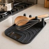 İna Design Tezgah Üstü Kaşık Altlığı – Kepçe, Spatula ve Çırpıcı Için Mutfak Düzenleyici Stand - Siyah