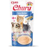 INABA Churu kedi ödül maması sıvı atıştırmalık%88 nem, Japonya'dan ton balıklı birinci sınıf kedi atıştırmalıkları 4 x 14 g