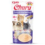 INABA Churu - Tavuk ve Karides Püresi Kedi Ödül Maması - Lezzetli Kedi Atıştırmalıkları - Pürüzsüz ve Pürüzsüz Doku - Kedi Maması - 48 Tüp x 14 g