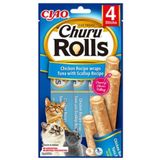 Inaba Ciao Churu Rolls Sticks Deniz Taraklı, Tavuk Sargılı ve Ton Balıklı 4x10 gr Kedi Ödül Maması