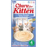 INABA Yavru Kedi Churu, Tahılsız Kremalı, Püre Yalanabilir Kedi DHA, EPA, E Vitamini ve Taurin ile İkramlar, Her Biri 0.5 Oz, 4 Tüp (1 Paket), Ton Balığı Tarifi