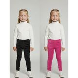 İnan Kids 2li Kız Çocuk Fitilli Kadife Tayt - Rahat Kışlık Esnek Leggings - 2 Yaş - Siyah - Fuşya