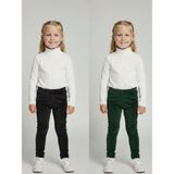 İnan Kids 2li Kız Çocuk Fitilli Kadife Tayt - Rahat Kışlık Esnek Leggings - 5 Yaş - Siyah - Nefti Yeşili