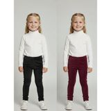 İnan Kids 2li Kız Çocuk Fitilli Kadife Tayt - Rahat Kışlık Esnek Leggings - 7 Yaş - Siyah - Bordo