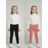 İnan Kids 2li Kız Çocuk Fitilli Kadife Tayt - Rahat Kışlık Esnek Leggings - 7 Yaş - Siyah - Somon