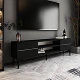 Inarch Aragon Modern Tv Sehpası – 140 Cm, 2 Kapaklı + 2 Açık Raflı, Siyah ve Beyaz Renk Seçenekli Tv Ünitesi, Siyah