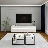 Inarch Batı Led Işıklı Tv Sehpası Ve Modern İkili Orta Sehpa Set Beyaz