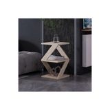 İNARCH DİZAYN Albeni Z Tasarım 3 Katlı Minimalist Yan Sehpa - Modern Sehpa, Traverten