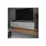 İNARCH DİZAYN Alston 3 Kapaklı Duvara Monte Tv Ünitesi Led Işıklı, Modern Tasarım, 160 Cm Parlak Beyaz T0020