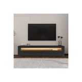 İnarch Dizayn Batı LED Işıklı 2 Kapaklı Tv Sehpası – 150 cm – Minimal Tasarım - Antrasit