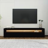 İnarch Dizayn Batı LED Işıklı 2 Kapaklı TV Sehpası – 150 cm – Minimal Tasarım, Düz Siyah - Renk