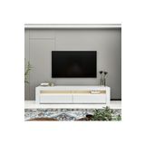 İNARCH DİZAYN Batı LED Işıklı 2 Kapaklı TV Sehpası – 150 cm – Minimal Tasarım Parlak Beyaz