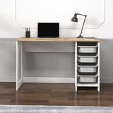İnarch Dizayn Hero Modern Çalışma Masası - 120 cm, Beyaz/Antik Ceviz - Tek Ebat
