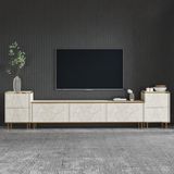 İnarch Dizayn İmaj Tv Ünitesi Ve Komodin Set Traverten/Gold, Oturma Odası Set, Tv Sehpası