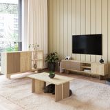 İnarch Dizayn Inarch Dizayn Ravello Oturma Odası Set – Modern Konsol, Tv Sehpası ve Orta Sehpa Üçlü Takım - Safir Meşe