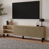 İnarch Dizayn Inarch Dizayn River 150 cm Modern Tv Sehpası – Kapaklı ve Raflı Tasarım - Safir Meşe