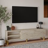 İnarch Dizayn Inarch Dizayn River 150 cm Modern Tv Sehpası – Kapaklı ve Raflı Tasarım - Traverten