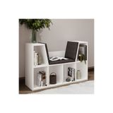 İNARCH DİZAYN Livora Minderli Kitaplık - Oturma Alanlı 103 cm Minimalist Tasarım Beyaz