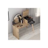 Inarch Dizayn M001 Nade Aynalı, Çekmeceli Makyaj Masası Antrasit-Çırağan