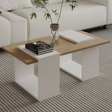 İnarch Dizayn Matris Modern Orta Sehpa – Geometrik Tasarım ve Şık Detaylar - Renk - Beyaz/Safir Meşe