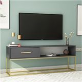 İnarch Dizayn Mira TV Ünitesi 160 cm – Kapaklı ve Raflı, Gold Ayak, Modern Tasarım, Antrasit/Gold