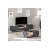 Inarch Dızayn Naturel Tv Unitesi Ve Orta Sehpa Takim ( 2'Li Set) Antrasit