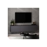 İnarch Dizayn Neon Duvara Monte 3 Kapaklı Tv Sehpası – 160 Cm – Minimal Tasarım, Antrasit(Mermer Desen)