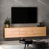 Inarch Dizayn Neon Duvara Monte 3 Kapaklı TV Sehpası – 160 cm – Minimal Tasarım, Atlantik Çam