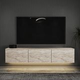 İnarch Dizayn Neon LED Işıklı Duvara Monte, 3 Kapaklı TV Sehpası – 160 cm - Modern Tasarım