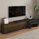 İnarch Dizayn Nest Tv Sehpası – Modern Tasarım,2 Kapaklı Depolama ve Ikili Zigon Sehpa ile Fonksiyonel Mobilya - Antrasit - Ceviz - Renk