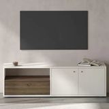 İnarch Dizayn Pao Kapaklı Minimal Tv Sehpası – 136 Cm, Beyaz/Antik Ceviz