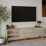 İnarch Dizayn River 150 Cm Modern Tv Sehpası – Kapaklı Ve Raflı Tasarım Traverten