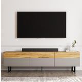 İnarch Dizayn Sign Kapaklı Tv Ünitesi, Tv Sehpası - Metal Ayak - Gri/Kilim